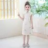 Traje Tang Estilo Chino Qipao para Niñas Verano 2026 Nuevo de Moda Manga Corta Chal de Seda Vestido Qipao