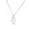 Colgante de acero de titanio con forma de bolígrafo simple y lindo con corte de dibujos animados, directo de fábrica, para niño hueco, material 304, collar de acero inoxidable