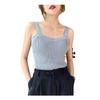 Camisola de punto para mujer, prenda exterior de verano, color liso, popular en Internet, sexy, sin tirantes, 2024