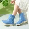 Botas de Lluvia Resistentes a la Presión Four Seasons Primavera y Otoño, Antideslizantes, Forradas de Felpa, de Media Caña, Suela Suave, Modernas, Duraderas, Estilo Coreano, Botas de Verano para Estudiantes