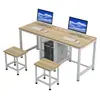 Laboratorio de computación escolar escritorio de computadora clase de capacitación mesa de escritorio para computadora aula de escuela primaria sala de microcomputadoras pupitre doble para estudiante y silla
