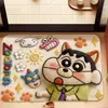 Tapete de Entrada de Lã Estilo Crayon Shin-Chan, Tapete de Banheiro de Terra de Diatomáceas, Antiderrapante, Absorvente de Água, Resistente à Sujeira, Secagem Rápida, Resistente ao Desgaste