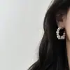 Brincos de Argola Grandes com Design Único, Luxo de Alto Padrão, Novo Estilo Popular, Brincos de Prata e Pérola Femininos