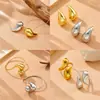 Pulsera hueca lisa mejor vendida en Europa y América, forma de gota de agua, material de acero inoxidable, oro y plata, conjunto abierto de coma