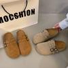 Medias Pantuflas, Pantuflas Perezosas Versátiles, Calzado Exterior de Moda, Zapatos Birkenstock de Suela Gruesa para Mujer, Nuevo Estilo Primavera y Otoño 2025, Punta de Dedo para un Pie