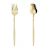 Vajilla Cuchara de Acero Inoxidable Tenedor Flor de Rosa Tenedor para Ensalada de Frutas Cuchara Mezcladora Dorada Rosa Dorado Cuchara para Sopa Estilo Coreano