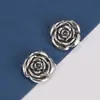 Plata de Ley 925 Rosa Brillante Doble Agujero Doble Anillo Accesorios Pulsera Pulsera Collar Accesorios Flor de Peonía Vintage Plata Tailandesa