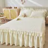 Modelo Nuevo 2024 Cubrecama y Faldón de Cama de una Sola Pieza, Espesor Clase A Estilo Princesa, Cubre Colchón Oculto, Delantal de Cama, Adecuado para Todas las Estaciones
