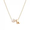 Colar de Pérolas com Letra Inicial Estilo Novo 26 Transfronteiriço, Colar de Letra de Pérola Elegante e Simples para Irmãs e Melhores Amigas