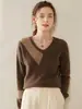 26 Colores Otoño/Invierno Bloque de Color Cuello en V Sarga Suéter Coreano para Mujer Adelgazante Elegante para el Trabajo Cachemira Jersey Tejido Manga Larga