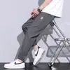 Pantalones Casuales Versátiles de Verano Elásticos Rectos Delgados Sueltos Secado Rápido Enfriamiento Modernos Pantalones Largos Deportivos para Hombre de Seda de Hielo