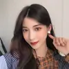 Pendientes de Plata S925 con Pasador Estilo Coreano Sencillos de Empalme Bloque de Color Pendientes Pequeños Dulces con Personalidad para Mujer