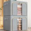 Caja de almacenamiento con estante de acero de tela Oxford para ropa, a prueba de humedad, plegable, para mudanza, almacenamiento de edredones y ropa, para el hogar