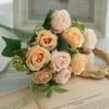 Flor artificial 10 cabezas rosa Xiangfei rosa pequeño rosa rosa rosa flor falsa transfronteriza caliente flor de seda ramo de rosas pequeñas flor para pasador de pelo