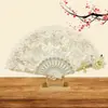 Abanico de Encaje con Accesorios para Cosplay Transfronterizo, Lujoso Abanico Plegable de Rosa Estilo Vintage Europeo, Estilo Fiesta de Té, Convención de Cómics, En Stock