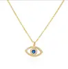 Joyería Chapada en Oro de 18 Quilates de Amazon Transfronterizo Cadena para Clavícula de Mujer Colgante Ojo Azul Zirconia de Colores Collar Ojo del Diablo