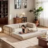 Sofá compressível de tecido retrô para salas pequenas, estilo antigo, dobrável, de dupla utilidade para duas ou três pessoas, cama de sofá preguiçosa modular