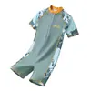 Traje de baño para niños, de manga corta, una pieza, protección solar, traje de baño de verano para niños, pantalones, traje de baño profesional de secado rápido para bebé