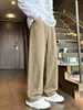 Pantalones Casuales de Algodón Lavado de Color Sólido para Hombre, Pantalones de Pierna Ancha Rectos Sueltos Vintage de Otoño, Pantalones de Trabajo Juveniles Versátiles de Moda