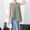 Miyake talla grande Camiseta de Verano para Mujer Embarazada Nueva Moda Holgada Sin Mangas Irregular Plisada Top de Commuter para Mujer Embarazada