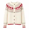Cárdigan de Punto Jacquard Floral Fair Isle para Mujer, Cárdigan Floral de Color Contrastante con Cuello Redondo Amazon, Abrigo de Fiesta