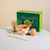 Traje Matcha Estilo Japonés Estilo Ins Cuadros Tazón de Matcha Caja de Regalo Cerámica Transfronterizo Juego de Té para Té Japonés