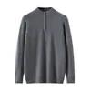 Suéter de Cachemir Puro de Lujo de Alta Gama Baicaierong Otoño/Invierno 2026 para Hombre, Suéter de Cachemir con Cremallera y Cuello Medio Alto