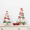 Novas Decorações de Natal Mini Árvore de Natal Pequena de Madeira para Mesa Enfeites de Árvore de Natal de Madeira Enfeites de Placa com Alfabeto Inglês de Madeira