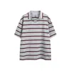 Ropa para Hombre Beijie 2026 Verano Nueva Camiseta Rayada de Bloques de Color Tendencia para Hombre Cuello Solapa Manga Corta Camiseta de Media Manga