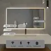 Espejo de Baño Inteligente Cuadrado con Marco de Aleación de Aluminio Premium con Sensor, Luz y Función Antivaho para Baño de Hotel Montado en Pared