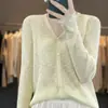 Cardigan de Linho de Bambu Retrô com Costelas em V para Primavera e Verão Versátil Casual Proteção Solar Estilo Coreano Malha Simples Atacado Roupas Femininas