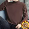 Novidades Outono e Inverno Meia-Gola Alta Dupla Face Lã Gola Redonda Modelagem Justa Camada Base Térmica Casual Camada Base Casual Top Casual