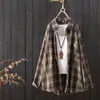 Colección Otoño 2026: Camisa Casual a Cuadros, Camisa de Manga Larga Holgada, Cuello Polo, Ropa Exterior Ligera, Top para Mujer