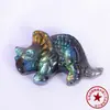 Labradorita natural de alto brillo pequeña margarita girasol Ankh pieza tallada piedra en bruto piedra lunar accesorio DIY colgante