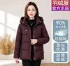 Jaqueta Feminina de Penas de Ganso Branco 90, Estilo Novo 2026, Alta Qualidade Genuína, Com Capuz, Espessa, Quente, Comprimento Médio, Casaco de Inverno Tendência