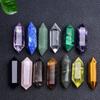 Coluna de cristal natural duplo pontiagudo prisma hexagonal pó de cristal branco pedra de ametista polido artesanato local atacado