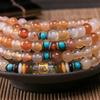 Pulsera de ágata de 108 cuentas multianillo calcedonia piedra arena dorada mantra de seis palabras pulsera de cuentas de rosario de tres círculos cuatro círculos venta al por mayor