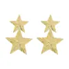 E13904 Brincos de Estrela de Cinco Pontas da Moda em Liga Metálica Transfronteiriços, Brincos Metálicos Personalizados Simples de Duas Camadas