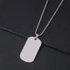Collar Frontera Cruzada en stock Impresión Láser Color Material en Blanco Regalo Navideño Tarjeta Militar Grabado Acero Inoxidable Cuadrado Collar de Perlas