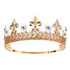 Coroa estilo barroco retrô europeu e americano com ponta dourada e formato de cristal grande e coroa completa com diamante