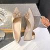 Flats franceses de tacón grueso para mujer 2025 Primavera y Verano Nuevo Estilo Fondo Alto No Cansan Dos Usos Zapatos de Boda para Mujer Flats de Moda para Mujer