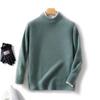 Suéter Grueso de Cuello Alto Medio 100% Lana Pura para Hombre, Jersey Sencillo Holgado, Suéter Cálido, Camisa de Punto para Vestir por Capas
