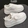 Zapatos de Plataforma con Cordones de Piel de Vaca de Primera Capa para Mujer 2026 Otoño Nuevos Versátiles de Suela Gruesa Blancos para Mujer Zapatos Deportivos Casuales