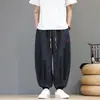 Calças leves de secagem rápida bordadas casuais estilo chinês, calças esportivas de verão masculinas, tamanho 8X folgado, calças Harem, calças lanterna