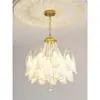 Lustre para Sala de Estar Murano, Estilo Cremoso Quente e Romântico, Luminária de Quarto Pétala Pérola, 6 Novos Sem Ferro