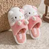 Pantuflas de Algodón de Invierno Sanrio Estilo Familiar Kuromi Melody Dibujos Animados Femeninas Cálidas Antideslizantes Hogar Familia Lindas