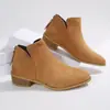 Botas de Cano Curto Suede Bege Estilo Europeu Femininas Salto Bloco Zíper Lateral Chelsea Boots Retro Dr. Martens Comércio Eletrônico Transfronteiriço Mais Vendido