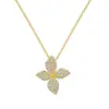 Conjunto de Colar Trevo de Quatro Folhas Tridimensional em Prata Esterlina S925 Banhado a Ouro Real 14K, Luxo Leve Transfronteiriço Totalmente Cravejado com um Senso de Elegância