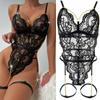 2026 Nuevo Transfronterizo Europeo y Americano Amazon Sexy Encaje Transparente Pasional Tentación Hueco Conjunto de Lencería Erótica para Mujer