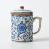 Taza de Té de Cerámica Horno Ru con Tapa, Taza de Café Creativa, Separación de Té y Agua, Personalización de Regalo